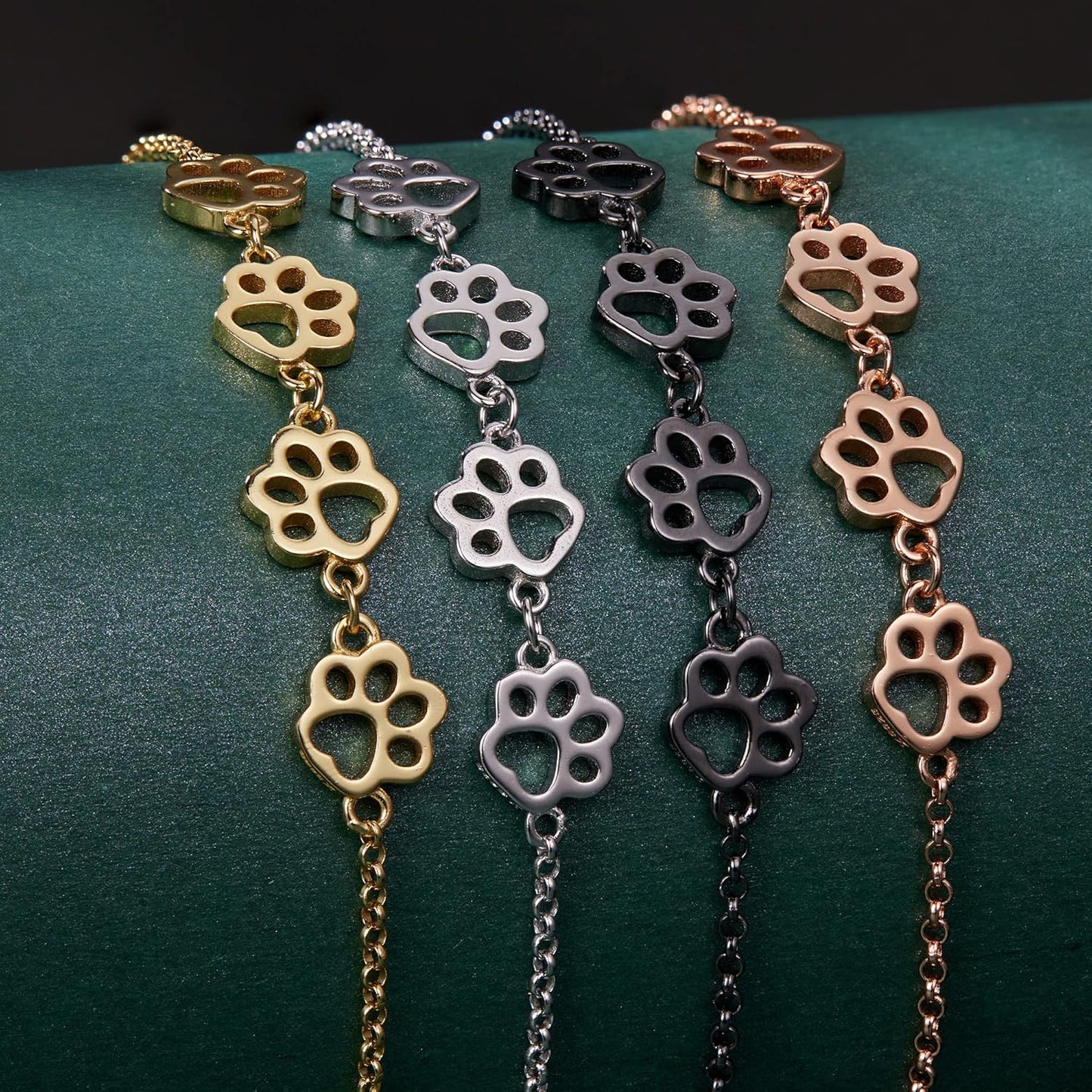 Bracelet en argent sterling avec empreintes de pattes – Taille ajustable