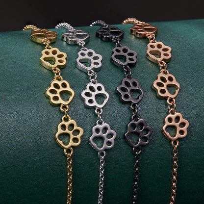 Bracelet en argent sterling avec empreintes de pattes – Taille ajustable