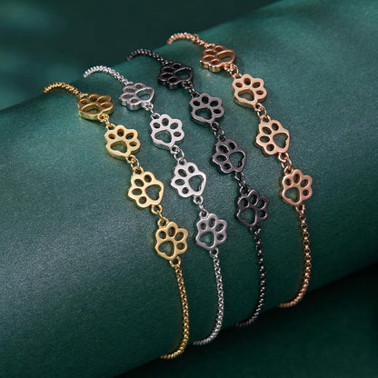 Bracelet en argent sterling avec empreintes de pattes – Taille ajustable