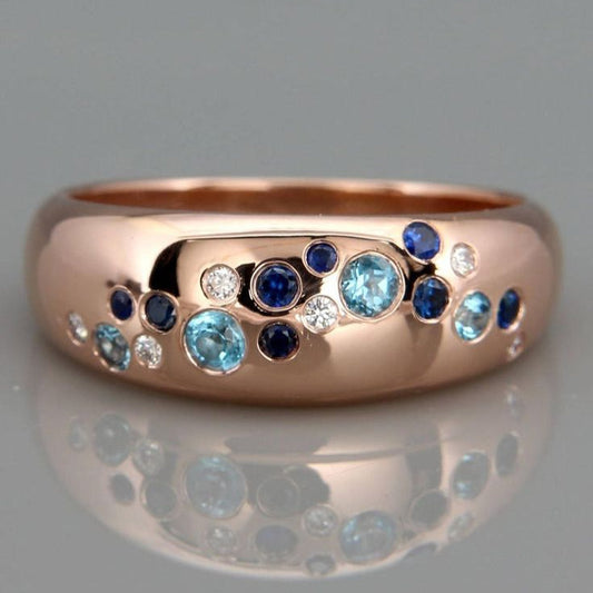 Bague vintage rose colorée incrustée de zircone