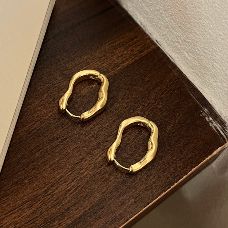 Boucles d'oreilles vintage irrégulières en or et argent