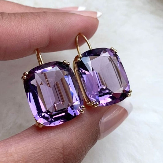 Boucles d'oreilles vintage en zircone violette