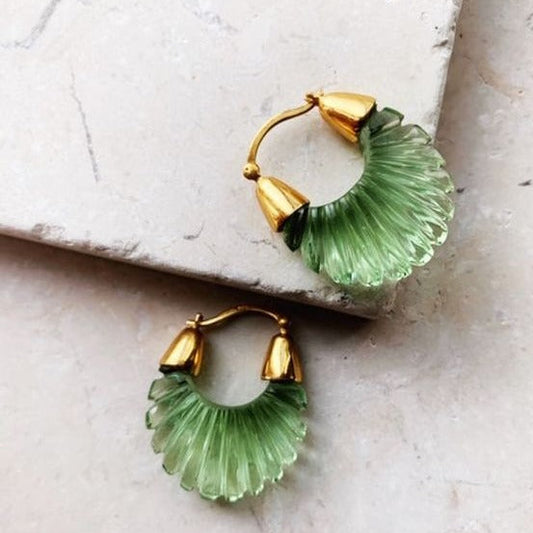 Boucles d'oreilles vintage en verre vert