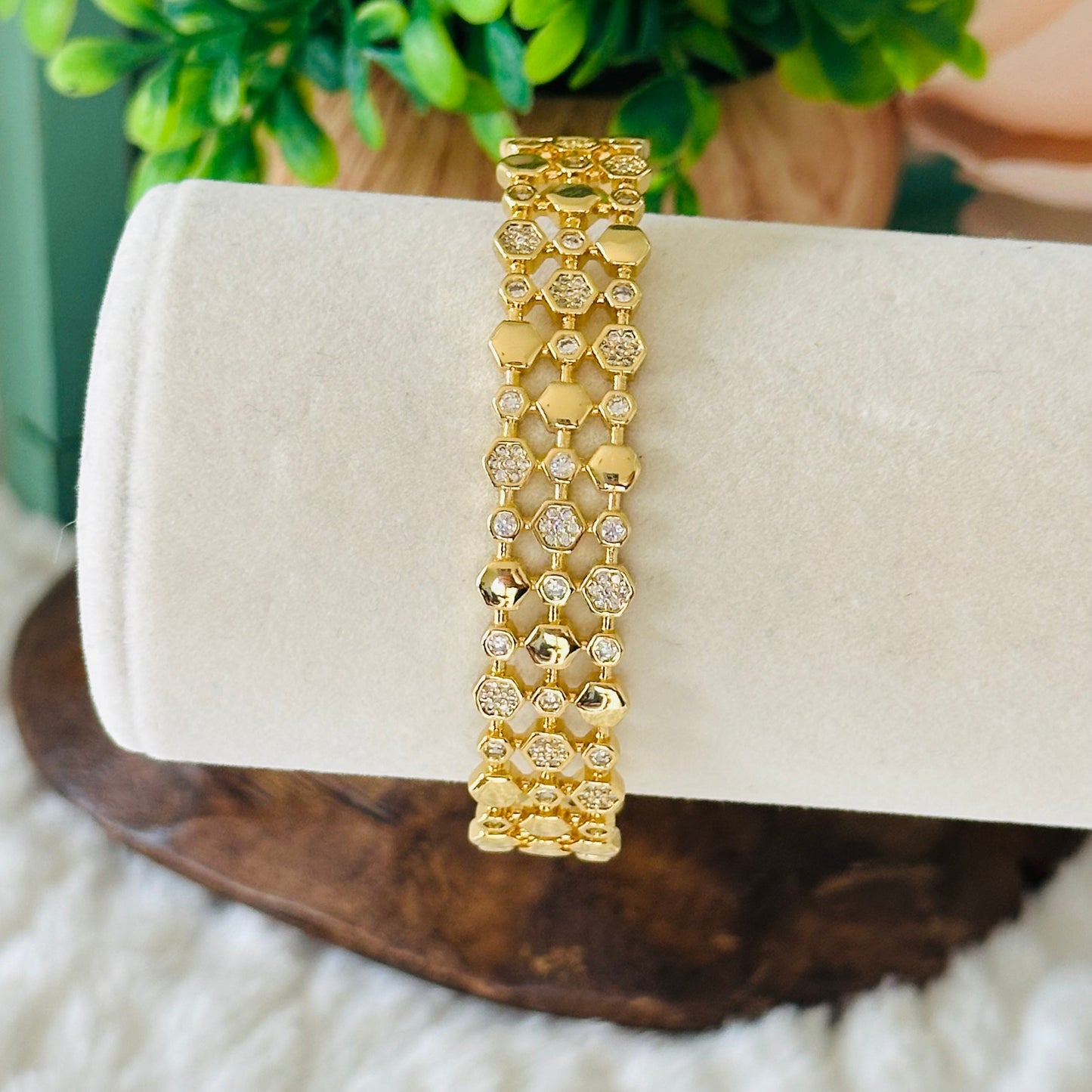 Bracelet manchette hexagonal Gavriella - Lydieannejewelry