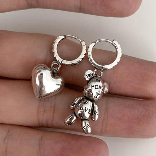 Boucles d'oreilles Boho Bear Love en argent