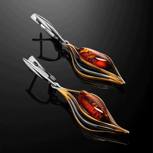 Boucles d'oreilles bohèmes en argent avec pierre de feu