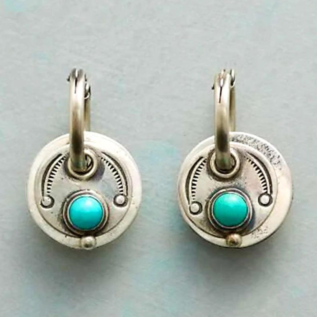 Boucles d'oreilles bohèmes avec opale turquoise en argent sterling