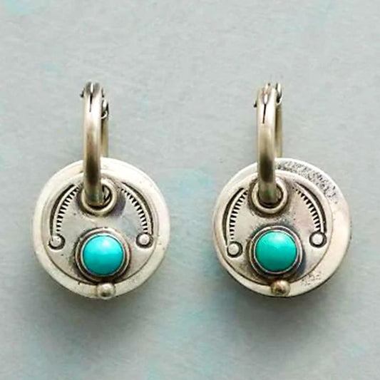 Boucles d'oreilles bohèmes avec opale turquoise en argent sterling