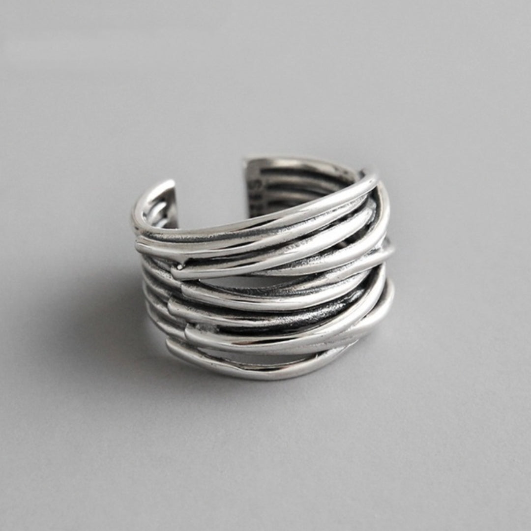 Bague ajustable à plusieurs rangs en argent sterling 925