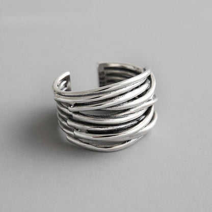 Bague ajustable à plusieurs rangs en argent sterling 925