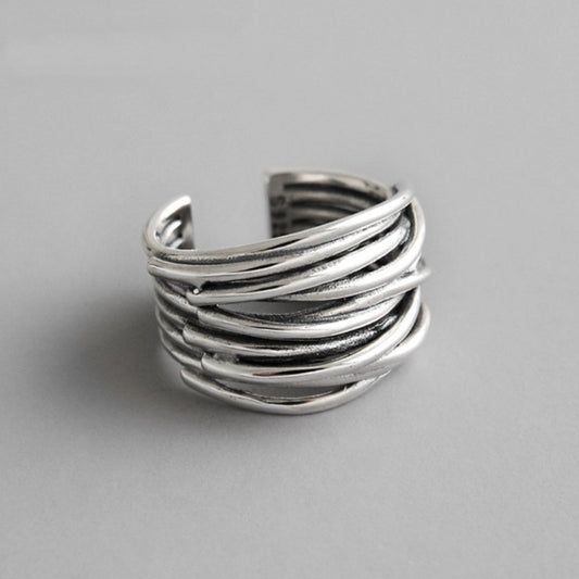 Bague ajustable à plusieurs rangs en argent sterling 925