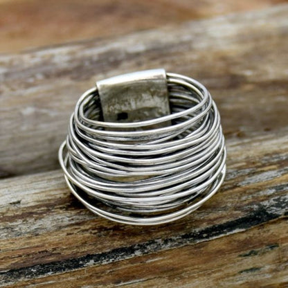 Bague vintage superposée en argent