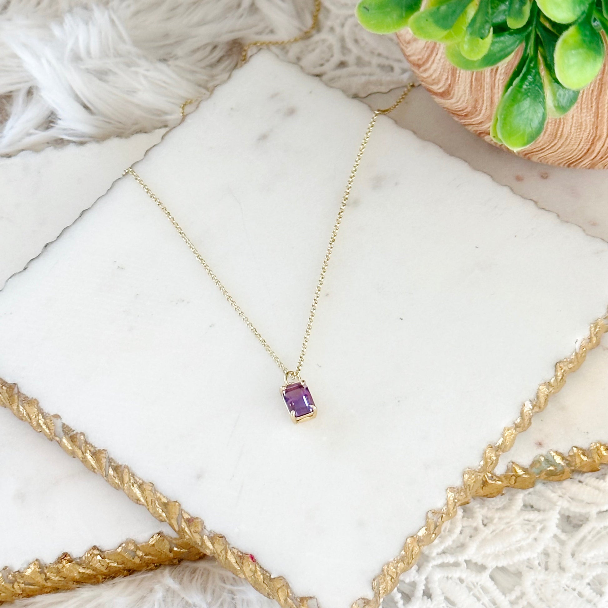 Collier baguette améthyste Violetta - Lydieannejewelry