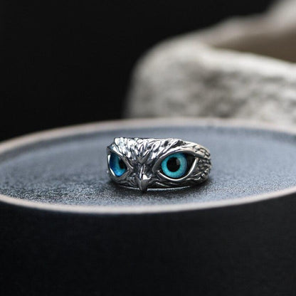 Bague ajustable « Owl of Good Luck » en argent et opale
