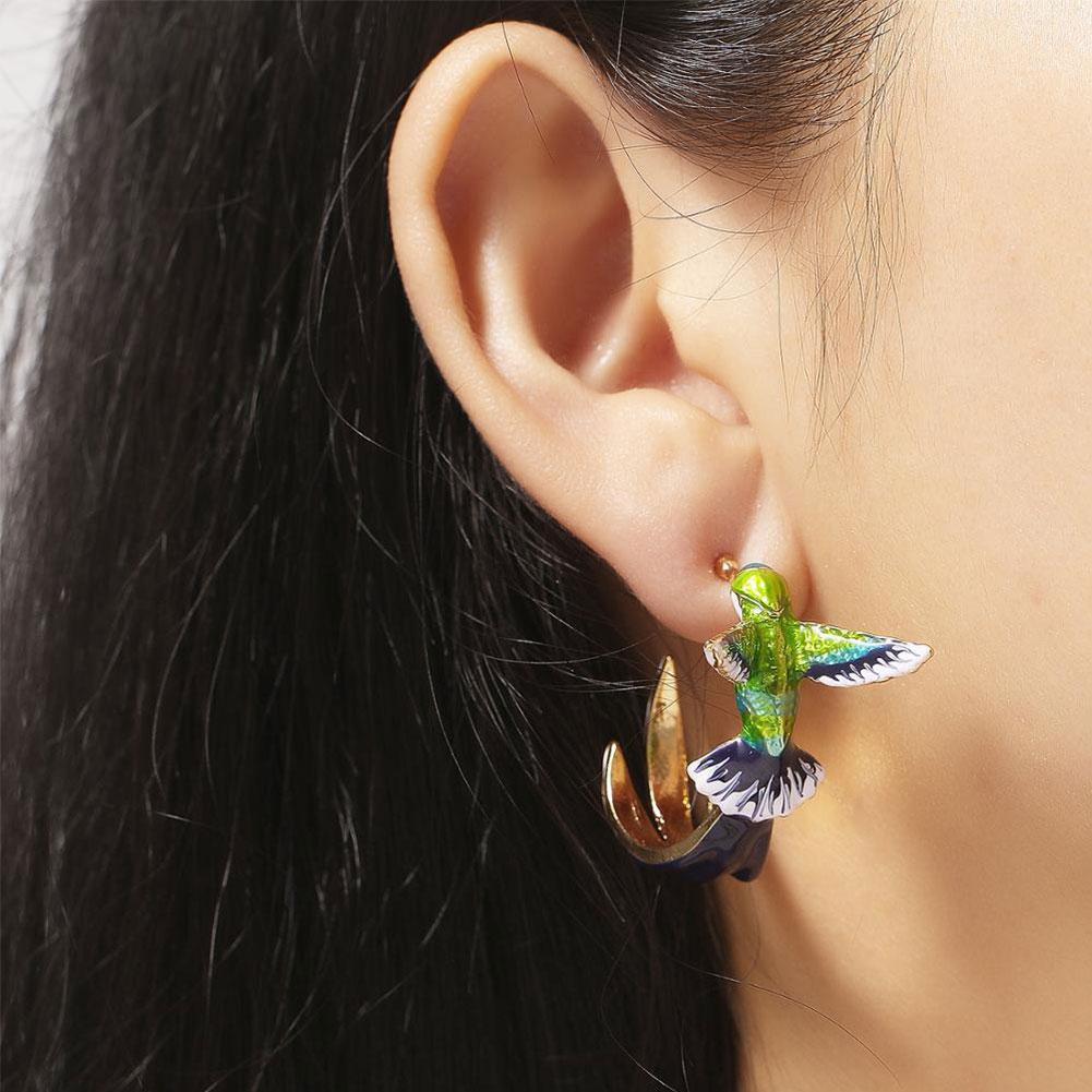 Boucles d'oreilles créatives uniques en forme de colibri