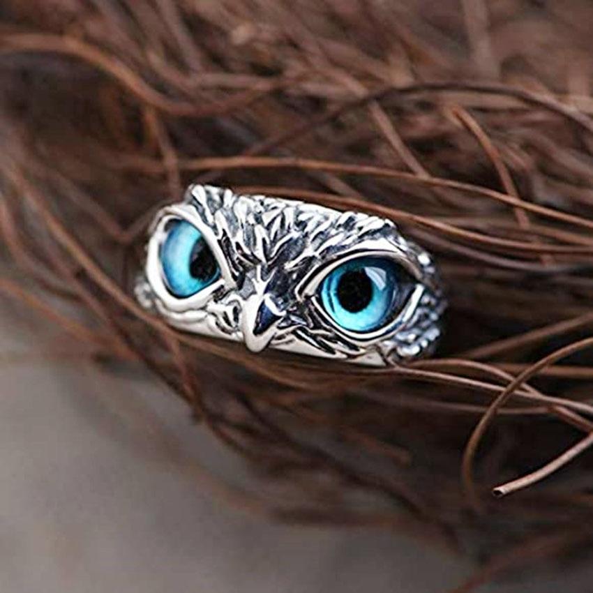 Bague ajustable « Owl of Good Luck » en argent et opale
