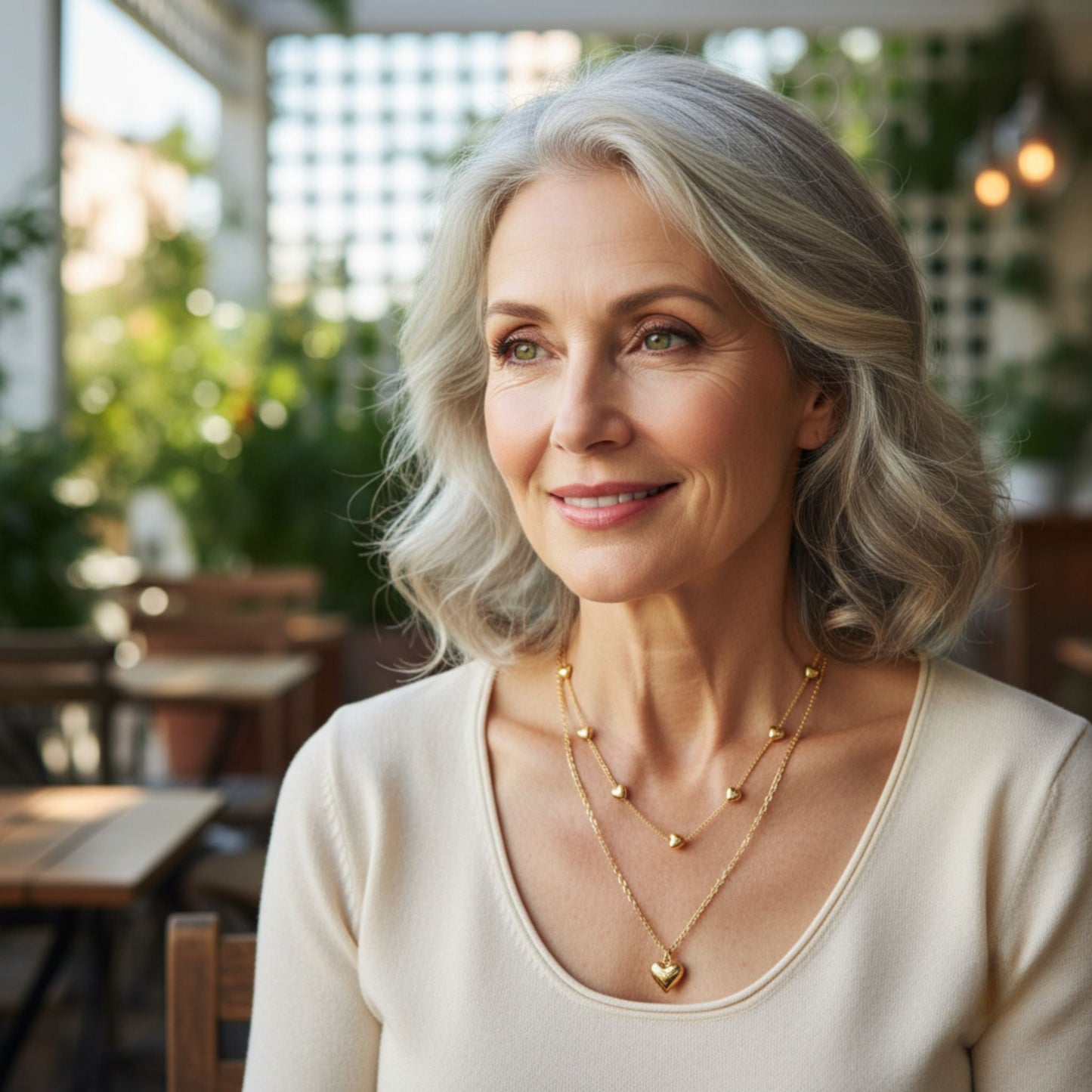 Collier vintage avec pendentif double cœur