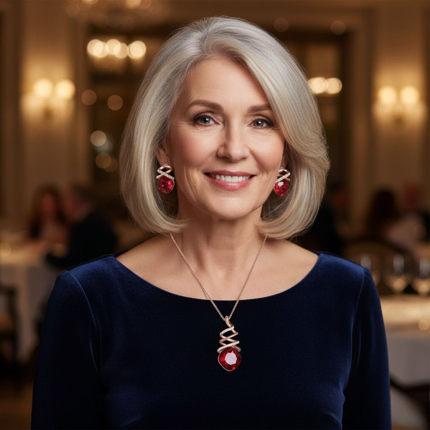 Ensemble élégant collier et boucles d'oreilles pour mariée