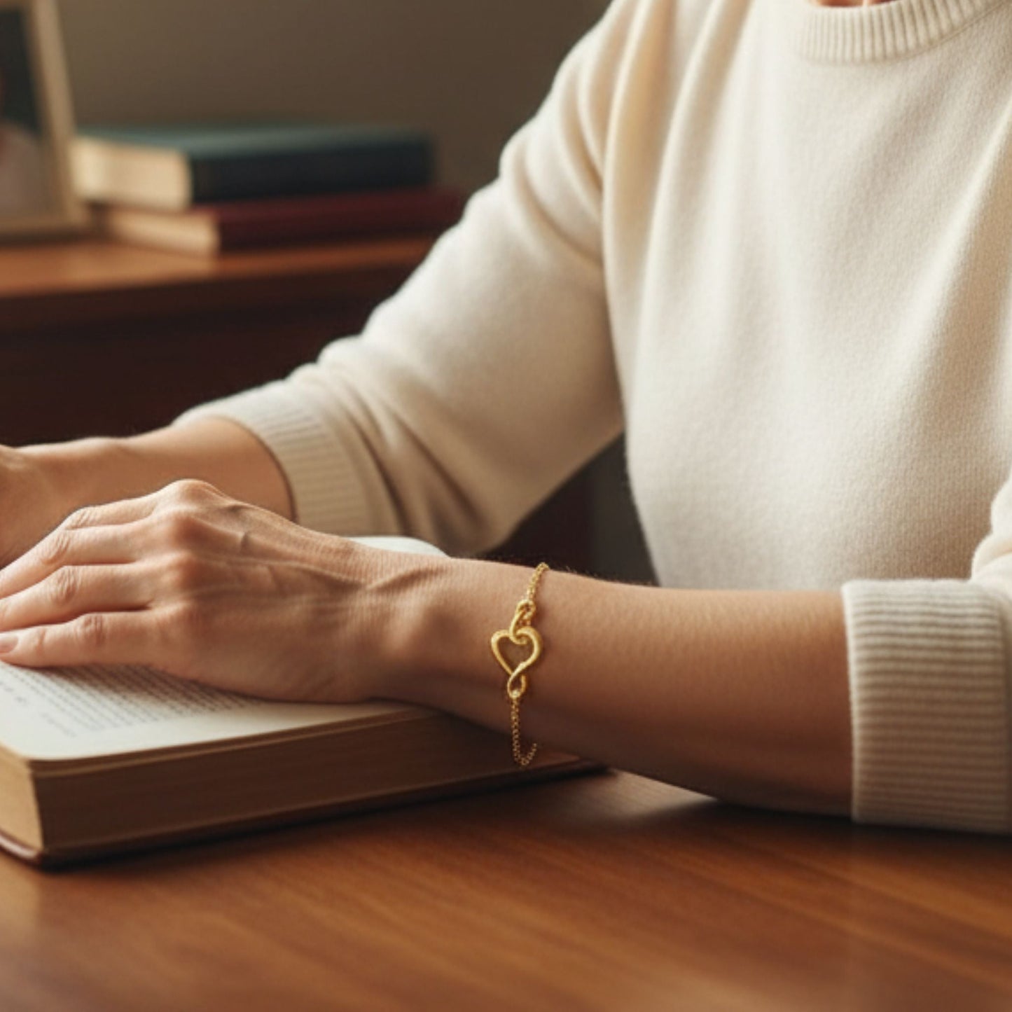 Bracelet rétro cœur en or et argent