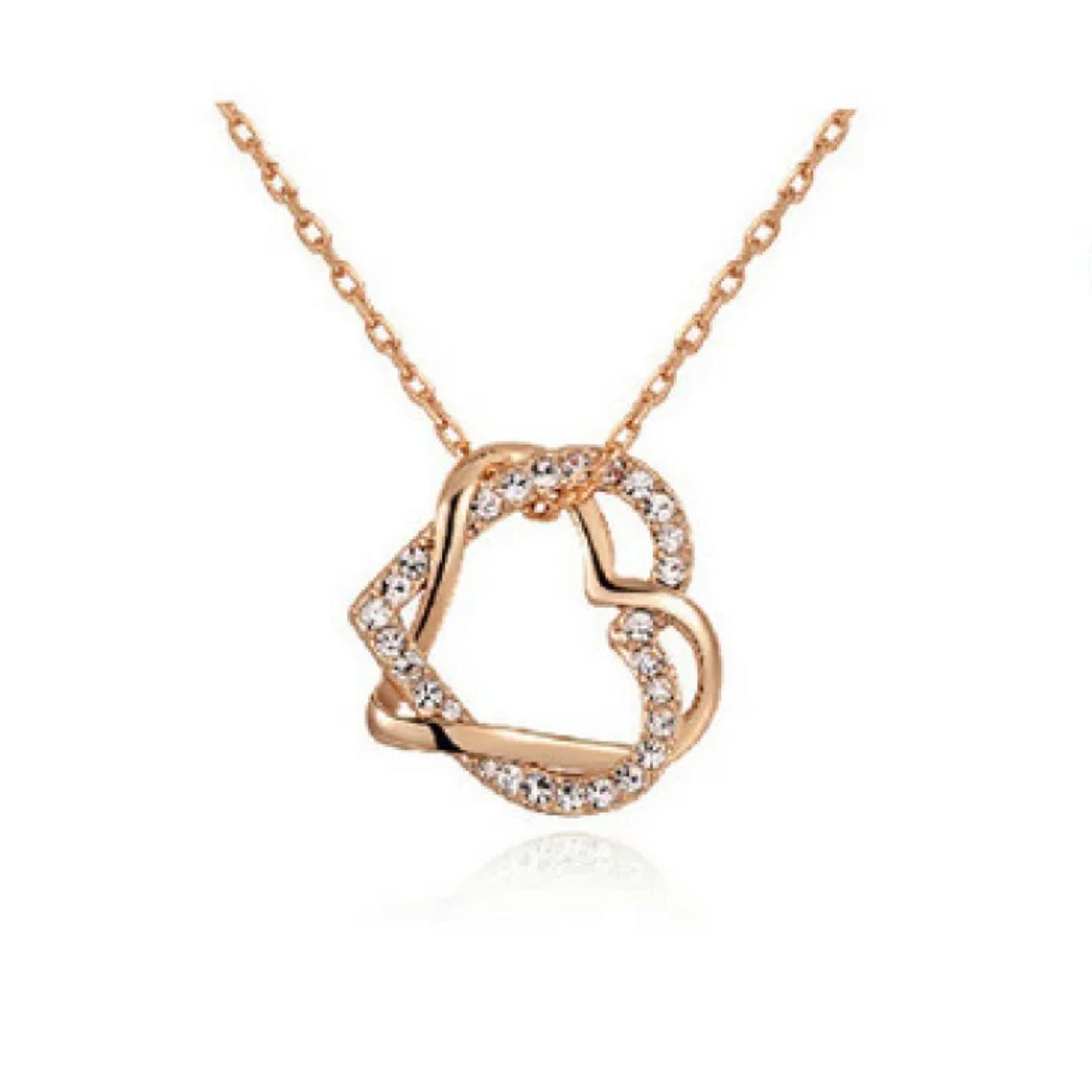 Collier et boucles d'oreilles en diamant en forme de cœur