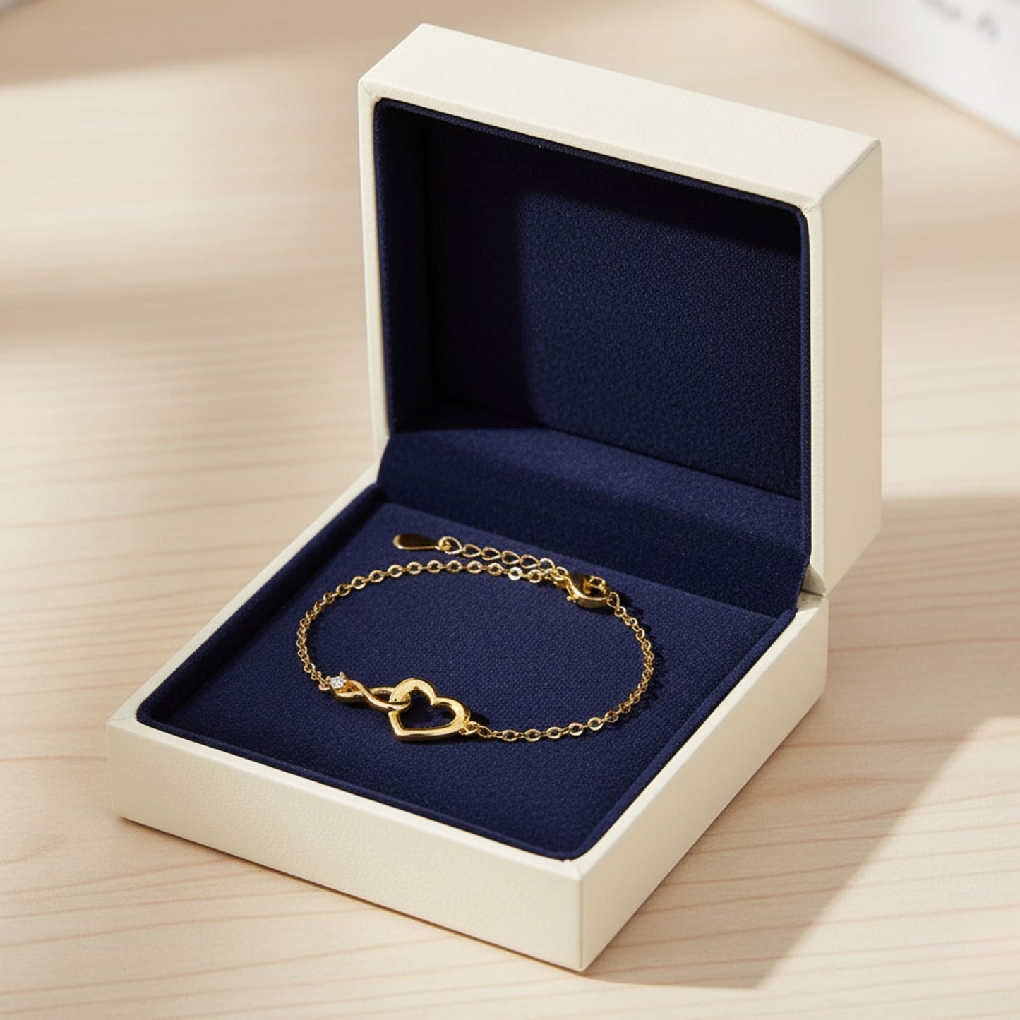 Bracelet rétro cœur en or et argent