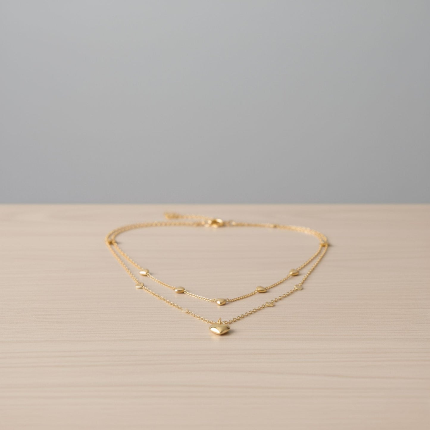 Collier vintage avec pendentif double cœur