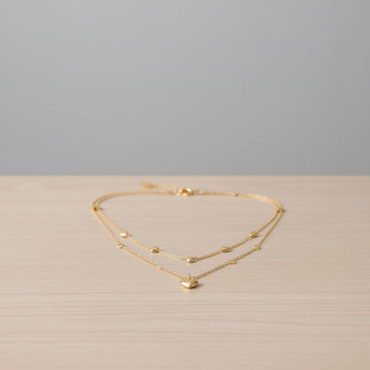 Collier vintage avec pendentif double cœur