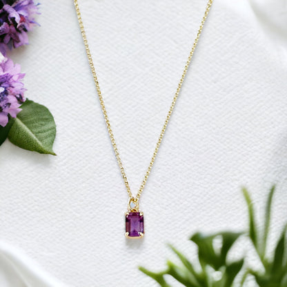 Collier baguette améthyste Violetta - Lydieannejewelry
