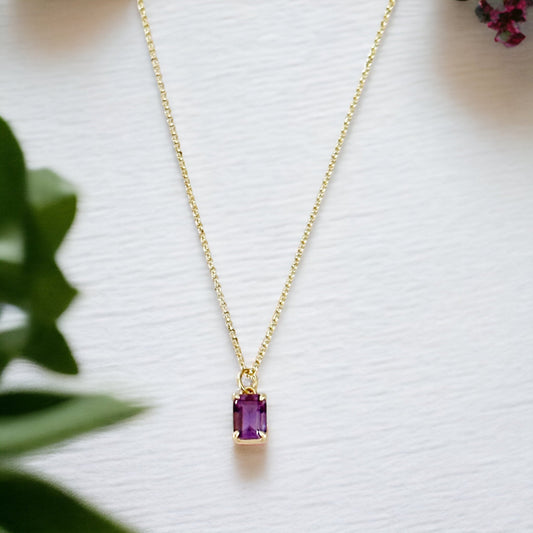 Collier baguette améthyste Violetta - Lydieannejewelry
