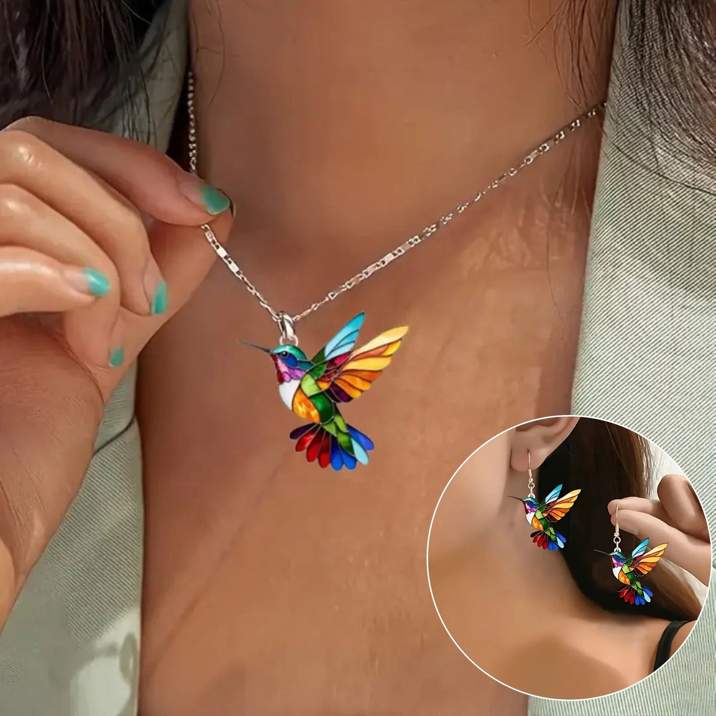 Magnifique collier colibri avec boucles d'oreilles en bonus – Offre à durée limitée