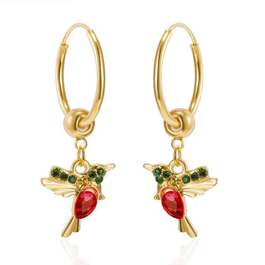 Boucles d'oreilles colibri volant en édition limitée avec incrustation de zircone