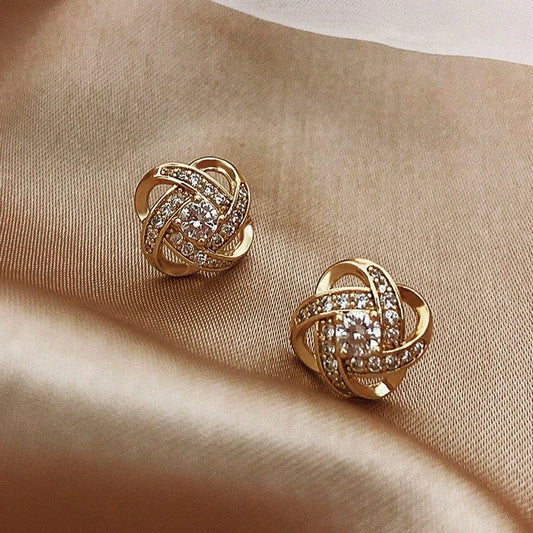 Zirconia Sphere Earrings in Gold