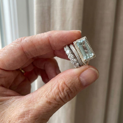 Ensemble de bagues vintage en argent et verre turquoise