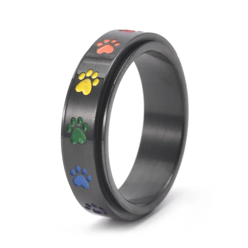 Bague anti-stress tournante – Acier inoxydable avec pattes arc-en-ciel