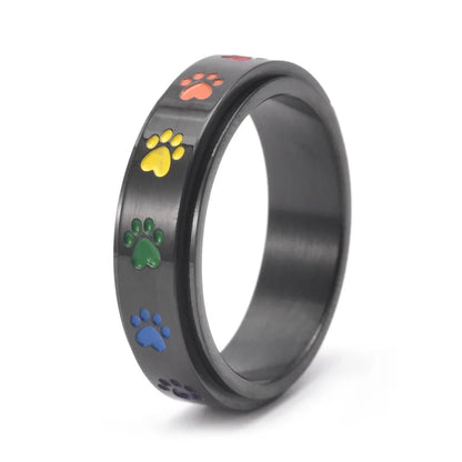 Bague anti-stress tournante – Acier inoxydable avec pattes arc-en-ciel