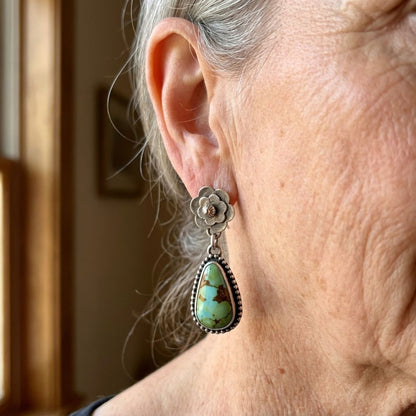 Boucles d'oreilles vintage en turquoise ancienne