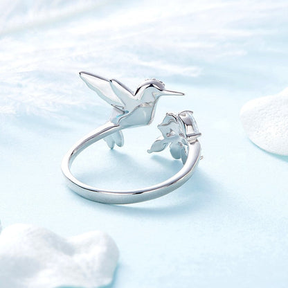 Bague ajustable Hummingbird Sparkle avec diamant en strass