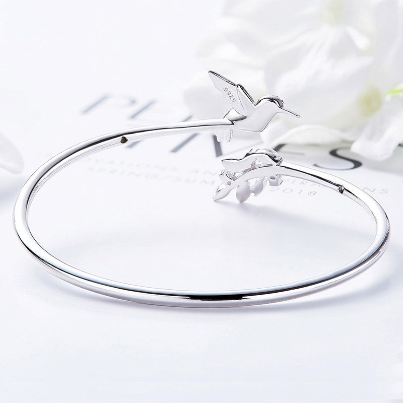 Bague ajustable colibri avec diamant en strass