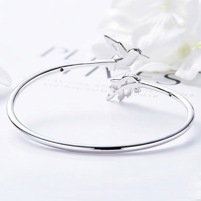 Bague ajustable colibri avec diamant en strass