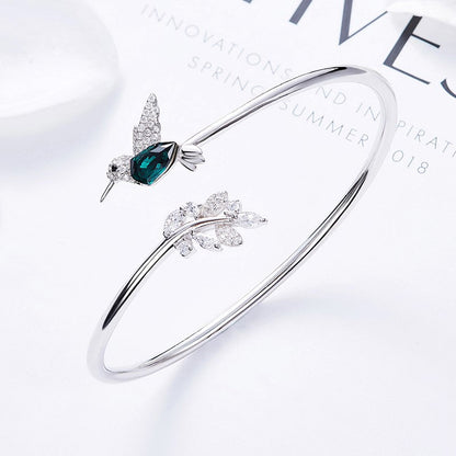 Bague ajustable colibri avec diamant en strass