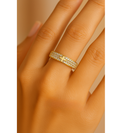 Bague ajustable Gold Sparkling Faith - Lydieannejewelry