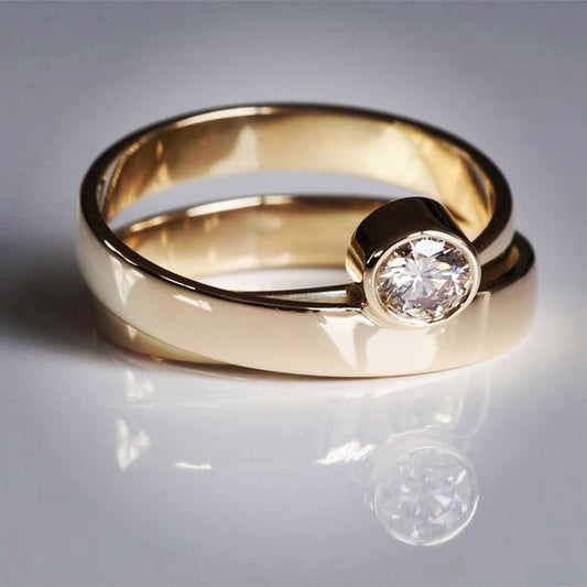 Ensemble de bagues vintage en or fin et zircone - Lydieannejewelry