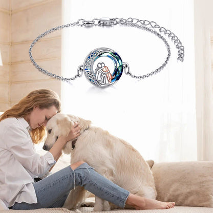 Bracelet ajustable en argent sterling avec breloque chien