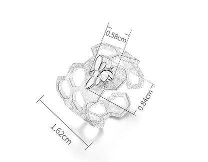 Bague ajustable en plaqué or 18 carats avec motif nid d'abeille