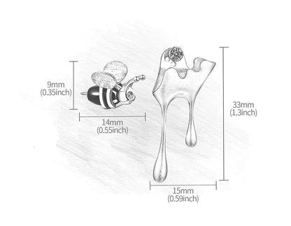 Boucles d'oreilles « Miel coulant et abeille » avec zircone