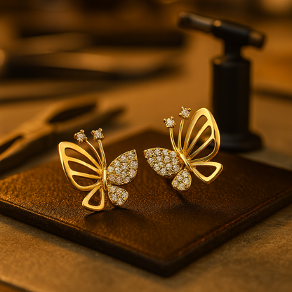 Élégantes boucles d'oreilles papillon en zircon