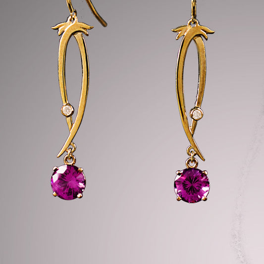 Boucles d'oreilles vintage pendantes violettes arrondies