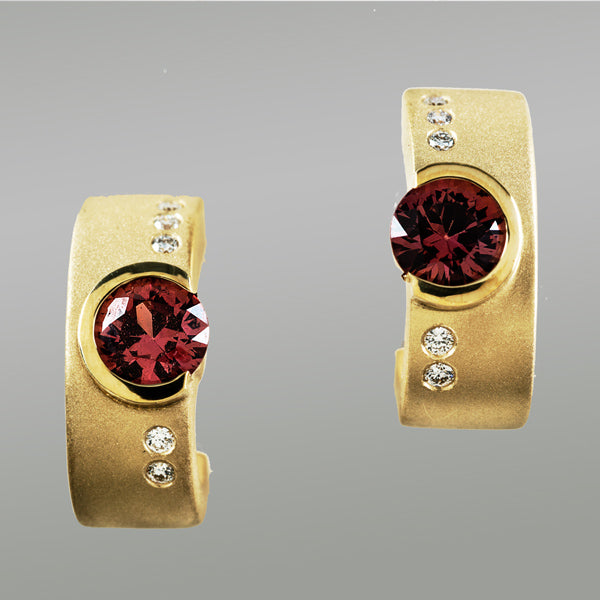 Boucles d'oreilles vintage rouges arrondies