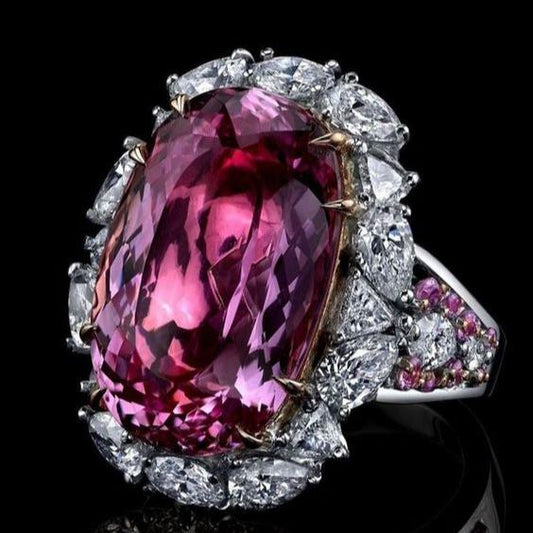 Bague vintage rose argent brillant