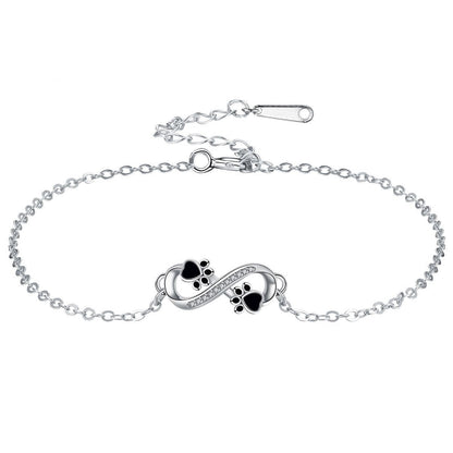Pendentif symbole infini Bracelet patte d'animal avec zircone